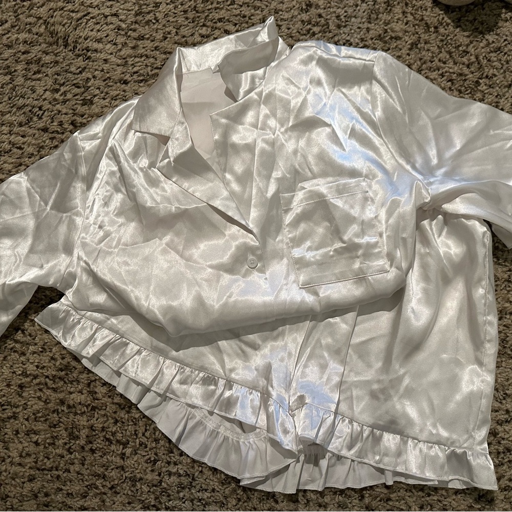 Silky White Pajama Set